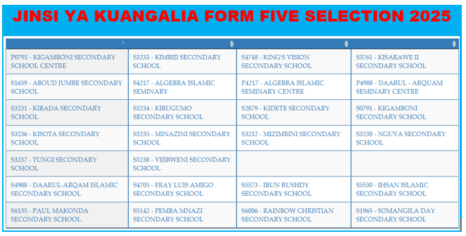JINSI YA KUANGALIA FORM FIVE SELECTION 2025
