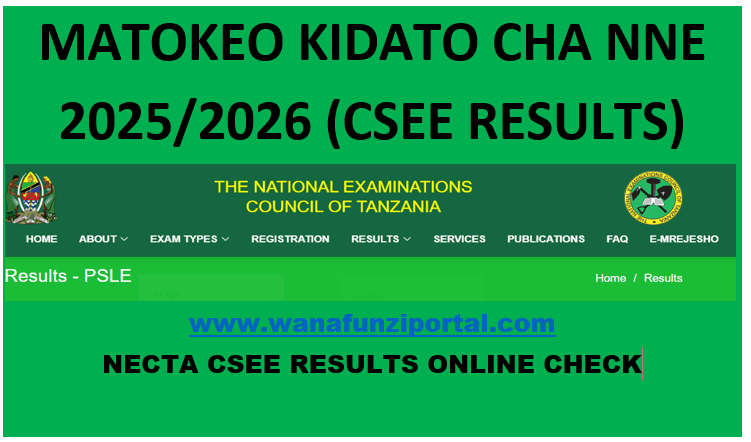 Matokeo Kidato cha nne 2025/2026 | CSEE Results 2025/26