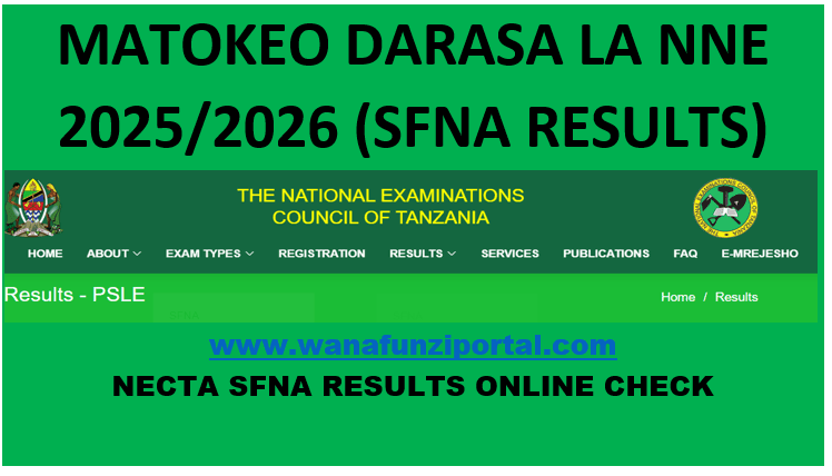 Matokeo Darasa la nne 2025/2026 | SFNA Results 2025